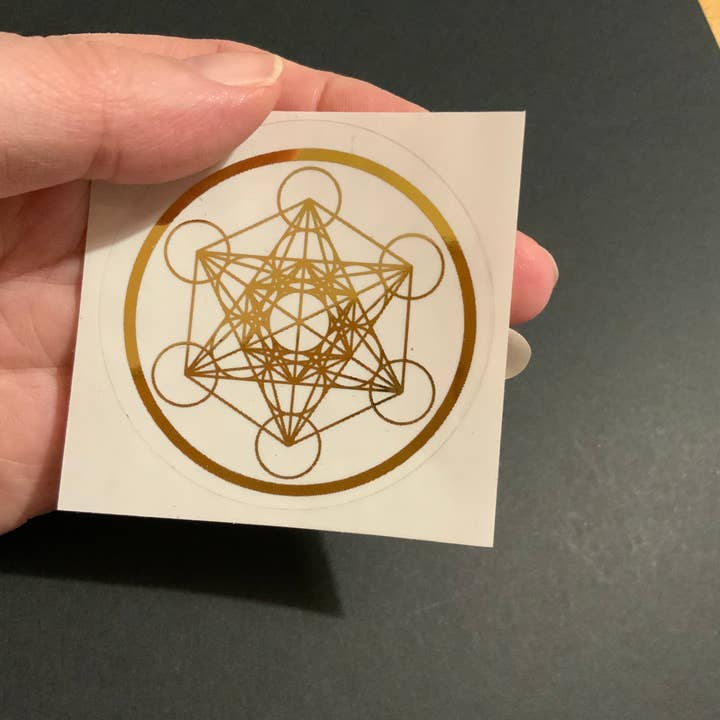 Spirit of Lemuria - Wholesale Sticker - Metatron’s Cube Foiled Sacred Geometry Sticker 63.5mm3