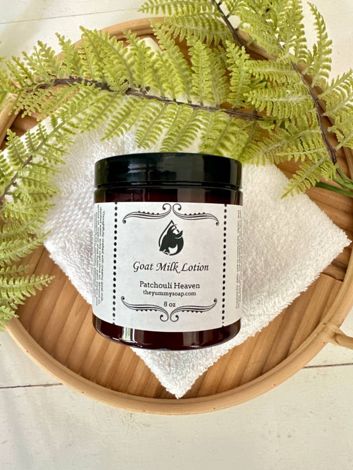 Patchouli Heaven Ziegenmilch-Lotion, Feuchtigkeitslotion 8oz für den Großhandel von The Yummy Soap