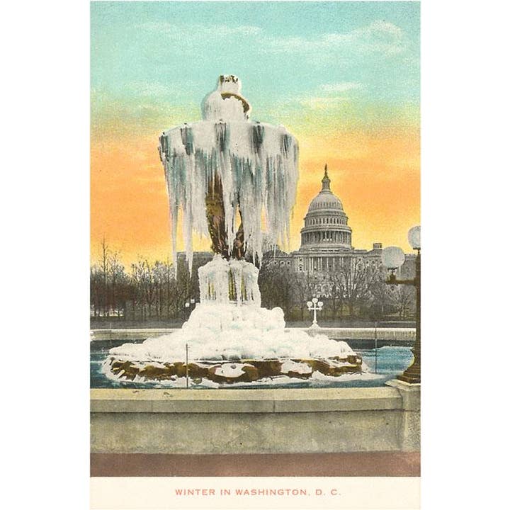 Ansichtkaart DC-236 Bevroren Bartholdi-fontein voor wholesale door Found Image Press