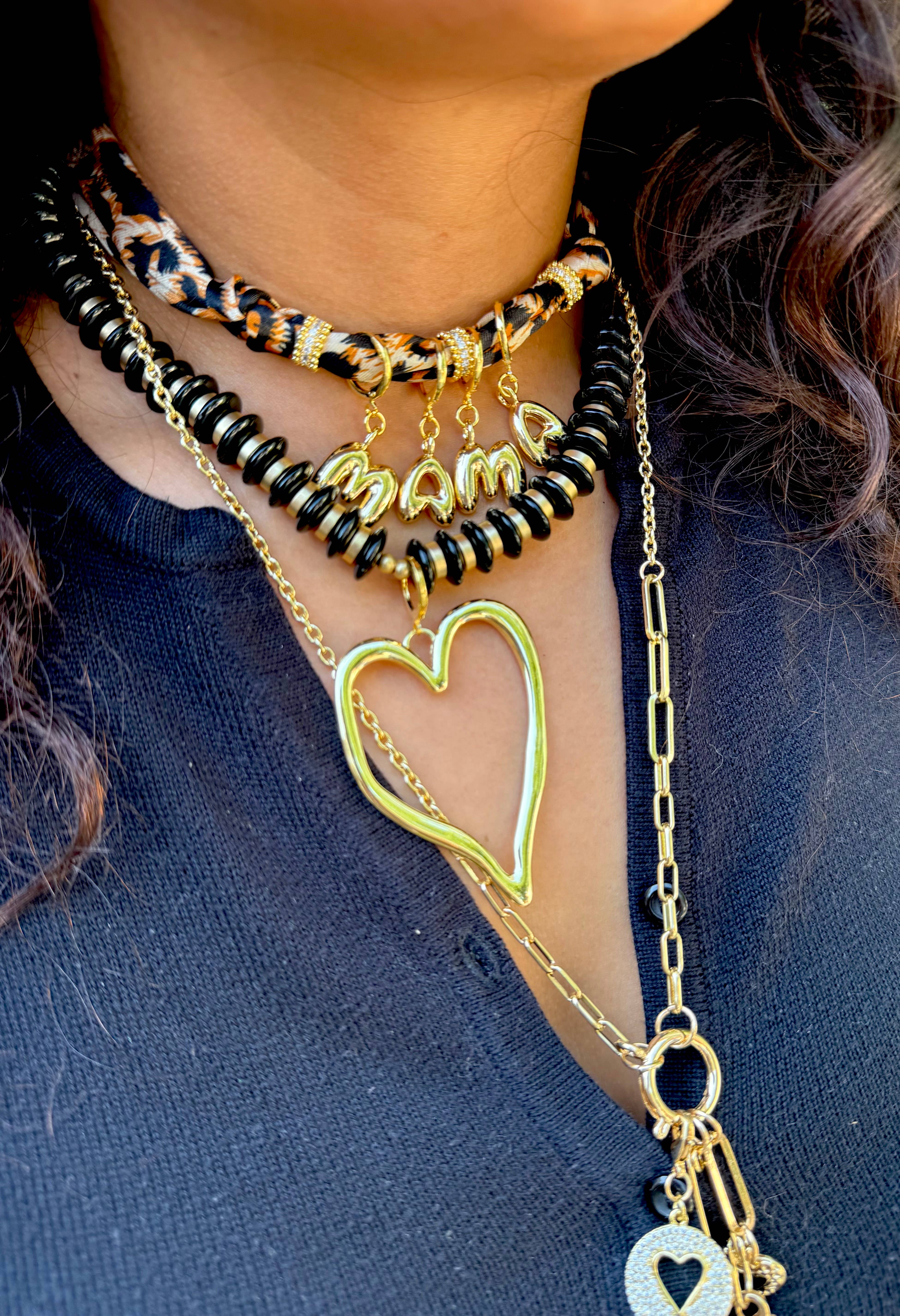 Gemelli - Wholesale Pendant/Charm Necklace - Richie Black Beaded Necklace with Jumbo Heart Charm1