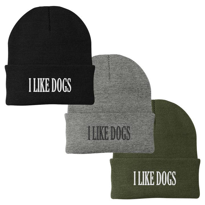 I LIKE DOGS Embroidered Beanie for wholesale by Timber & Co