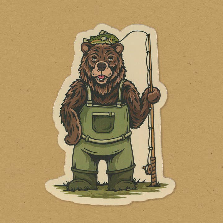 Norris Design Company - Wholesale Sticker - Bear Fisherman | Sticker0