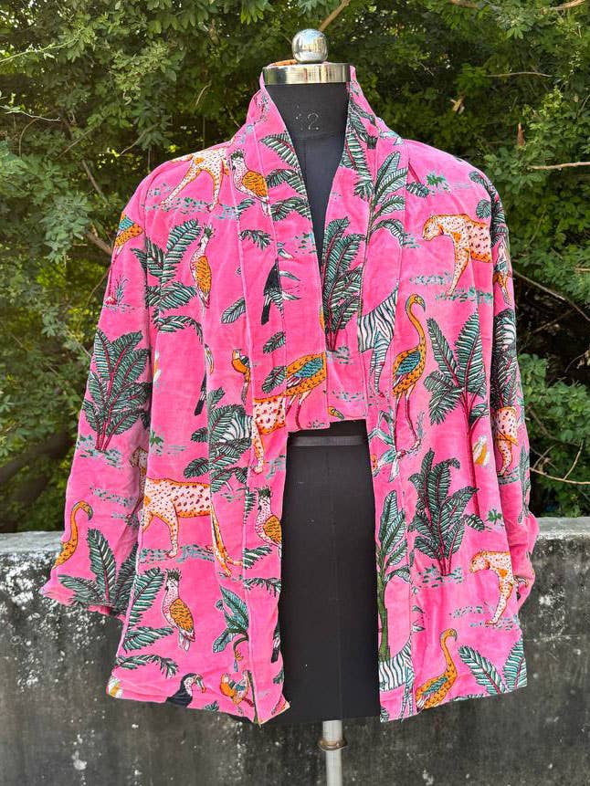 Animal Print Handmade Velvet Jacket Women Velvet Jacket Coat for wholesale by bhavnas boutique