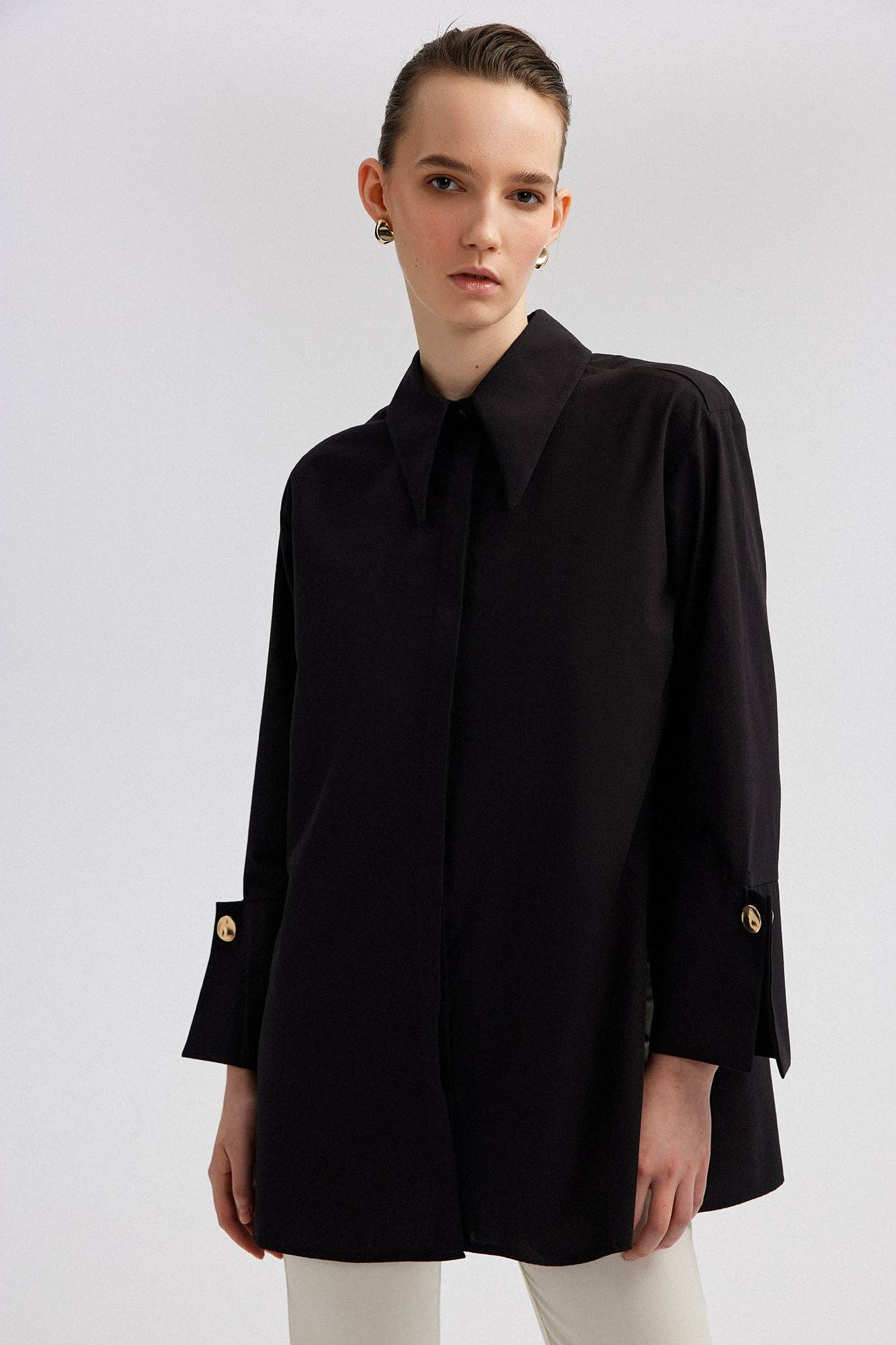 Siyah POPLIN SHIRT WITH WIDE CUFF for wholesale on Faire11