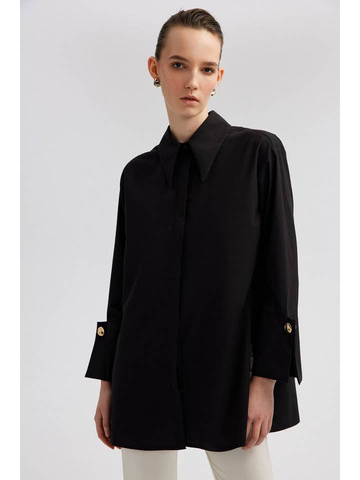 Siyah POPLIN SHIRT WITH WIDE CUFF for wholesale on Faire11