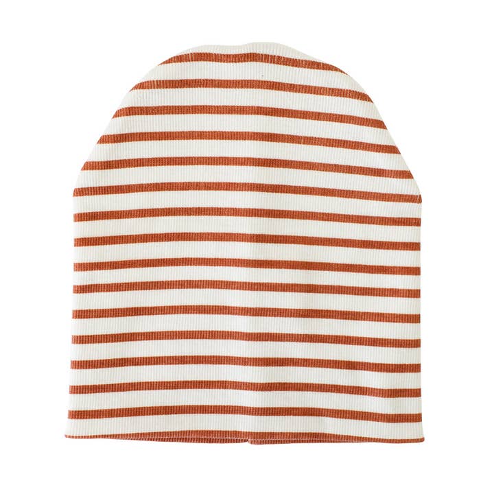 L&T-Jersey muts van biologisch katoen, uniseks - Terracotta Stripe voor wholesale door Lola & Taylor