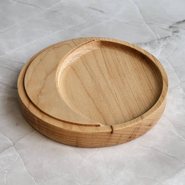 Moon Jewelry Dish Wood, Celestial Catchall Tray for wholesale by Canary Hill Works