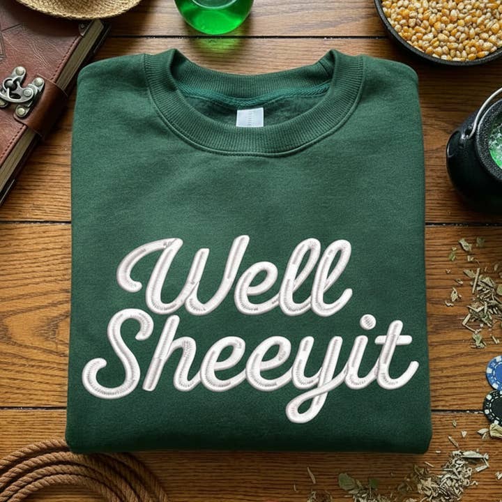 Embroidered Well Sheeyit Western Crewneck for wholesale by STRONG N FREE CDN