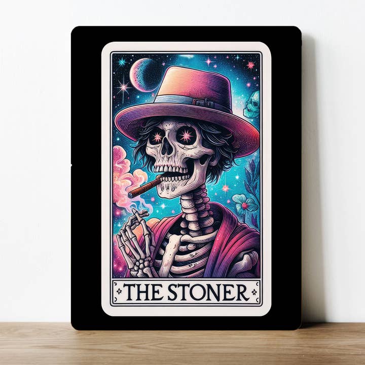 Tarot Card Skeleton The Stoner - Metal Sign Plaque for wholesale by The British Metal Signs Company