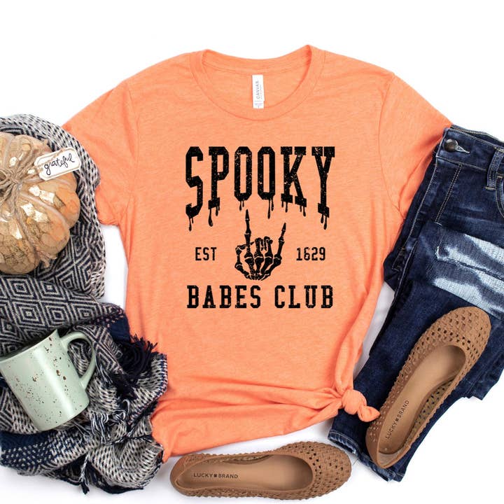 Spooky Babes Club Halloween Tee for wholesale by Little Hipster Tees