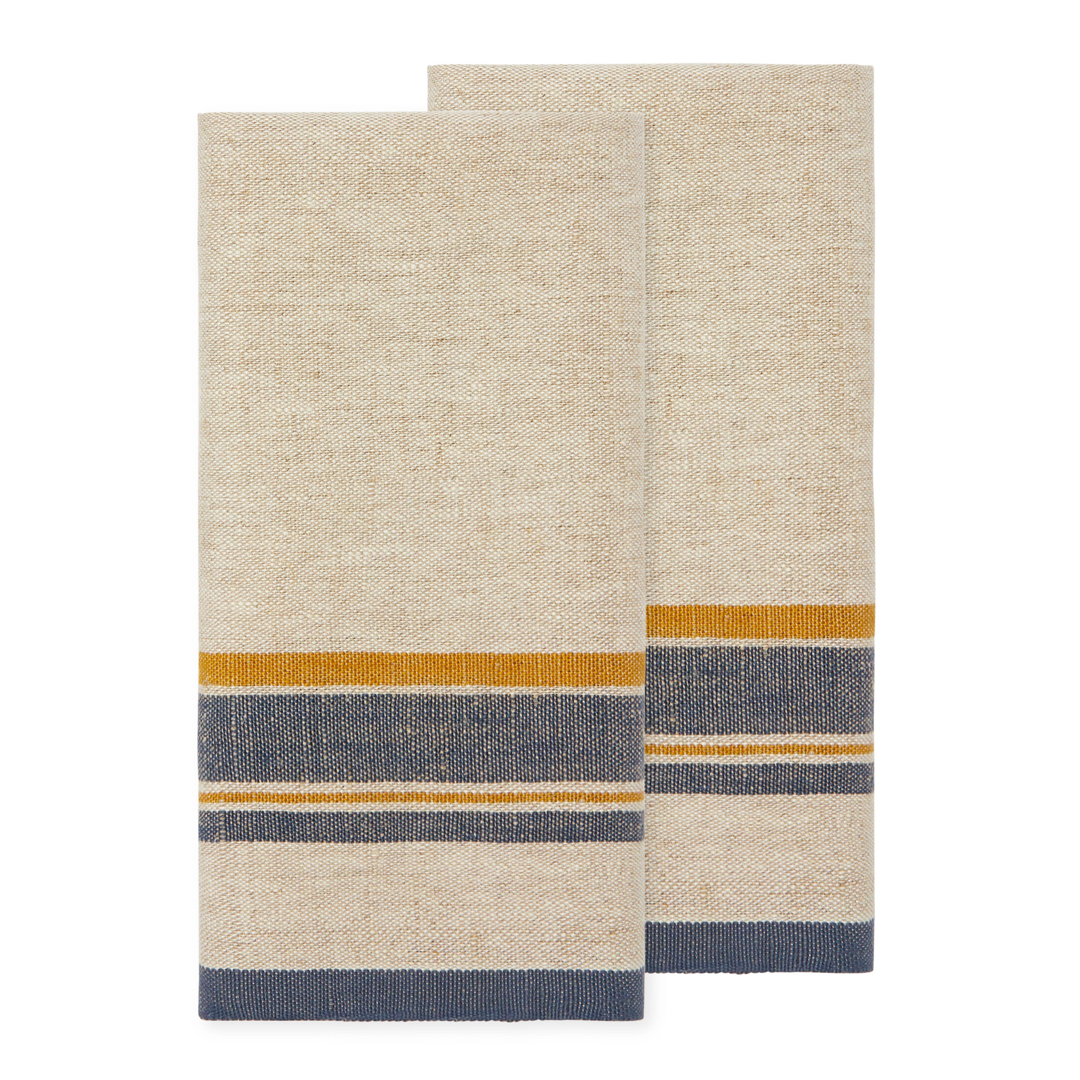 Antibes Natural & Blue Tea Towels, Set of 2 for wholesale on Faire0