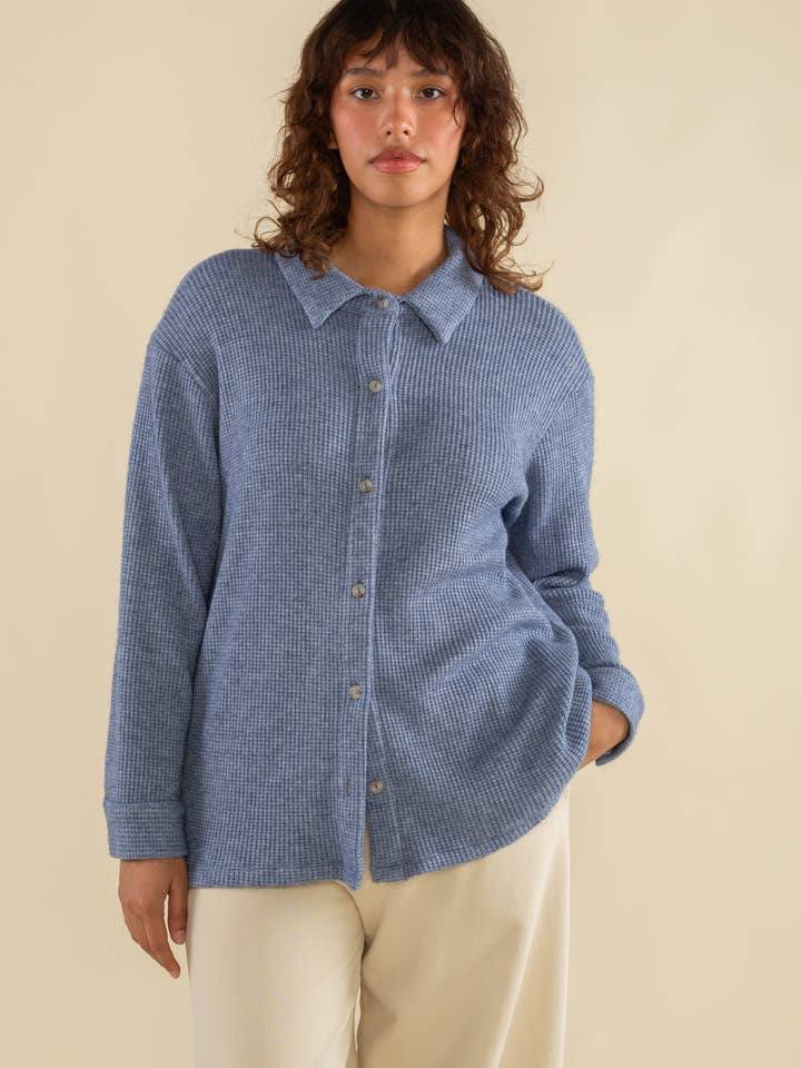 NLT - Wholesale Button Down Shirt - Women's - Shore Waffle Button Down Shirt