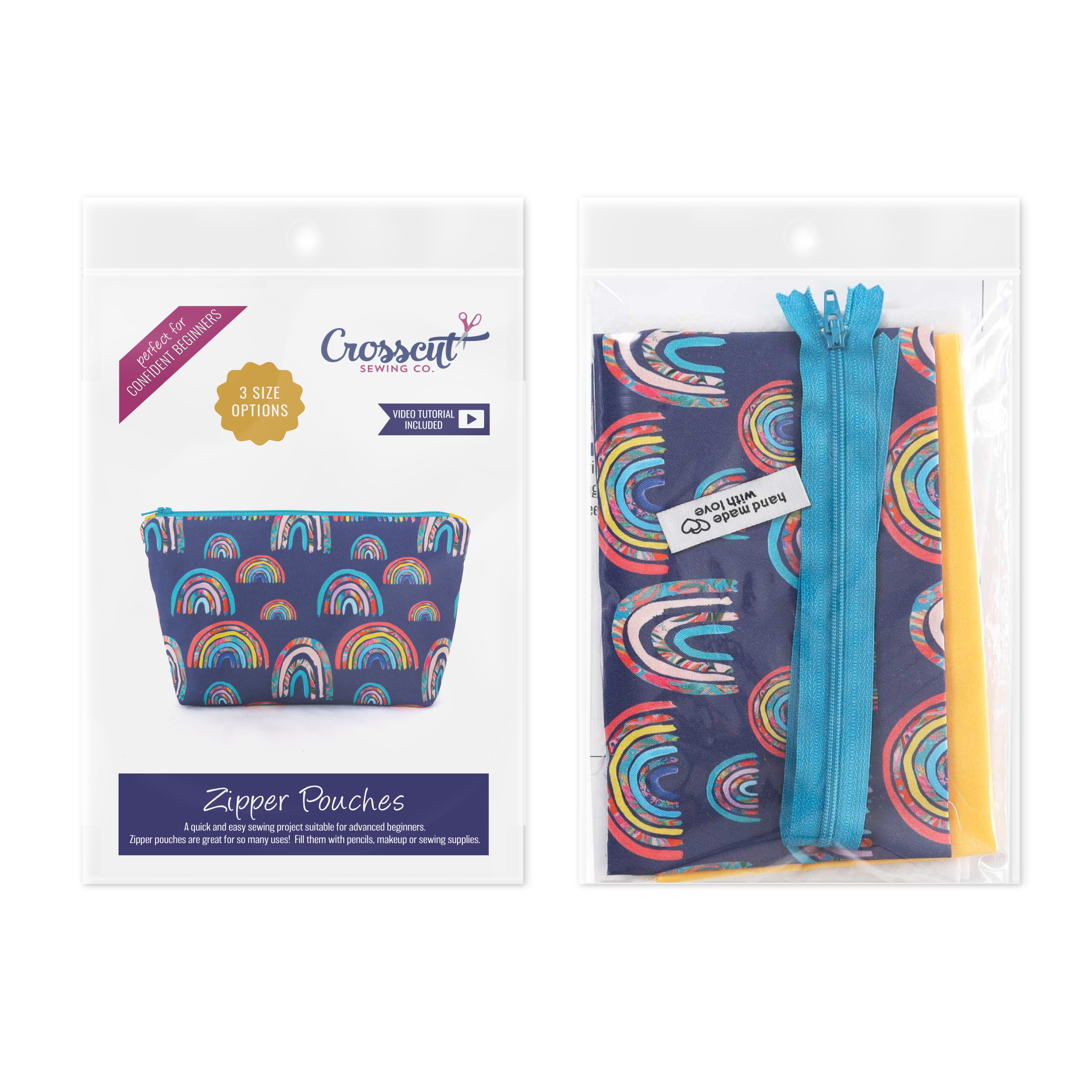 Crosscut Sewing Co. - Wholesale Craft Sewing Kit - Zipper Pouch Sewing Kit - Sewing Project Kit with Fabric for Beginners13