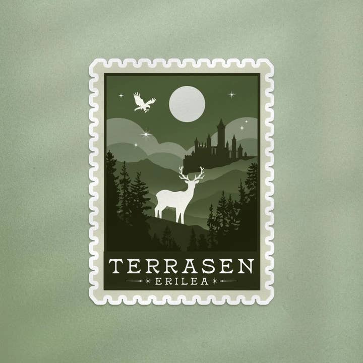 Terrasen Sticker, Travel Stamp, Throne of Glass Sticker for wholesale by Good Girls Book Club