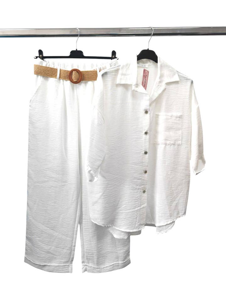 Superbia – Engroshandel Top- og buksesæt (IKKE Loungewear) - Dame – Italiensk One Size Fuld Knap Casual Sæt af 2 Skjorte og Bukser