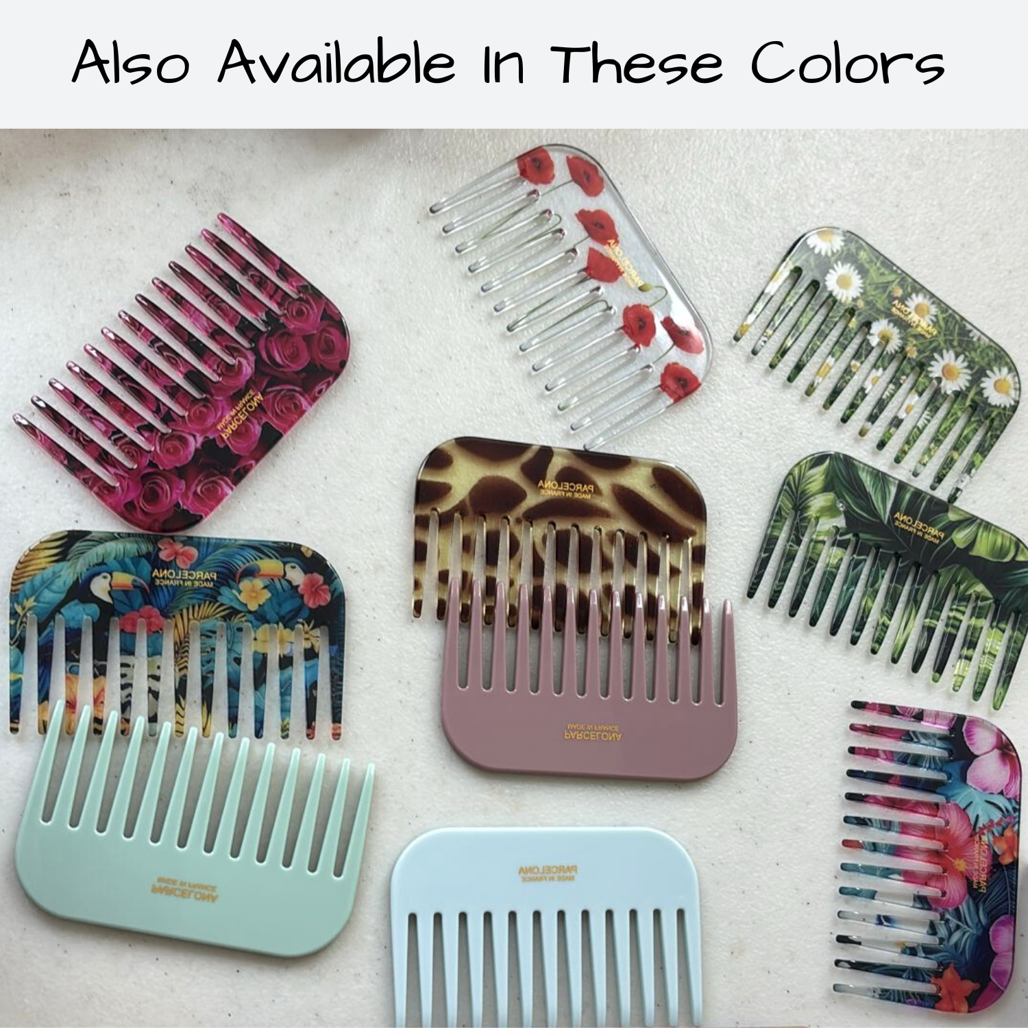 Parcelona - Wholesale Hair Brush/Comb - Parcelona Wide Tooth Comb Tropical Toucan Floral Print Comb for Thick Curly Hair0