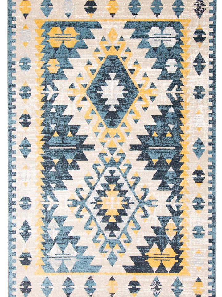 Aqua Mosaic Taupe/Blue Area Rug for wholesale by ECARPETGALLERY