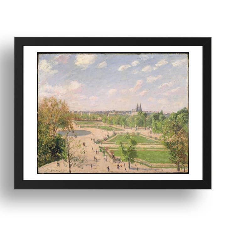 Camille Pissarro: Have Tuileries Forårsmorgen (1899), vintage kunstværk, A3 Størrelse Reproduktion Plakat Print i 17x13" Sort Ramme for engroshandel hos PERIOD PRINTS