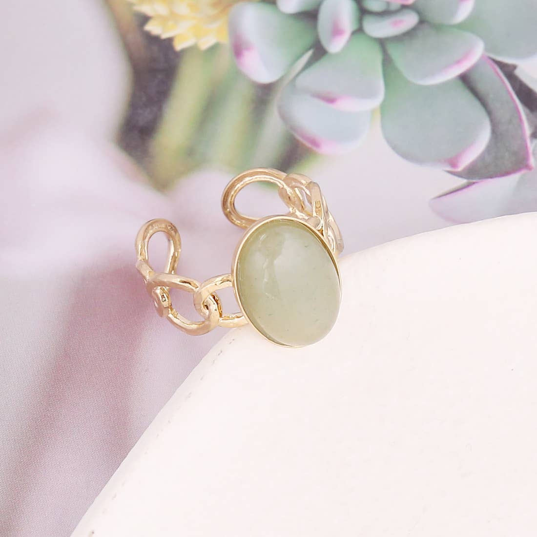 Mio Queena - Wholesale Single Stone/Solitaire Ring - Stainless Steel Inlaid  Stone Gold-plated Rings - FGS/CS17