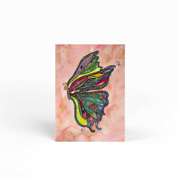 Wunderschön verwandelbare Schmetterlings-Grußkarte für den Großhandel von Ruthie Romero Illustration