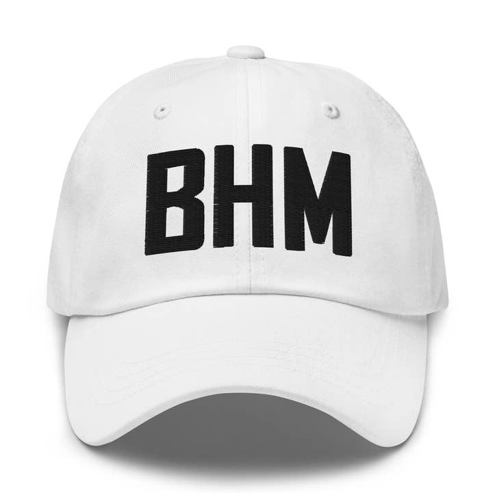 Casquette de papa brodée avec le code de l'aéroport BHM | Fil noir pour la vente par CRE PYT