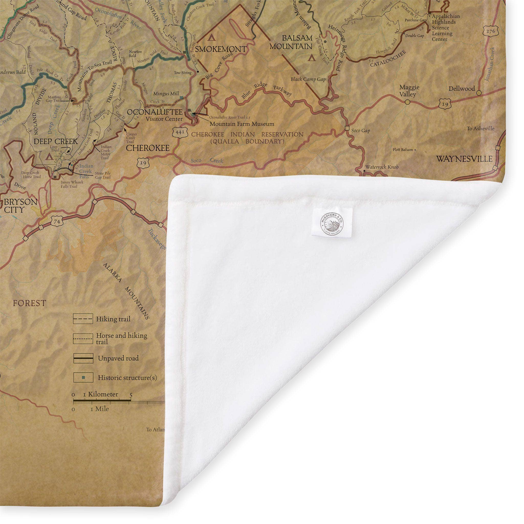 McGovern Outdoor - Wholesale Throw Blanket - Great Smoky Mountains National Park Map Plush Blanket1
