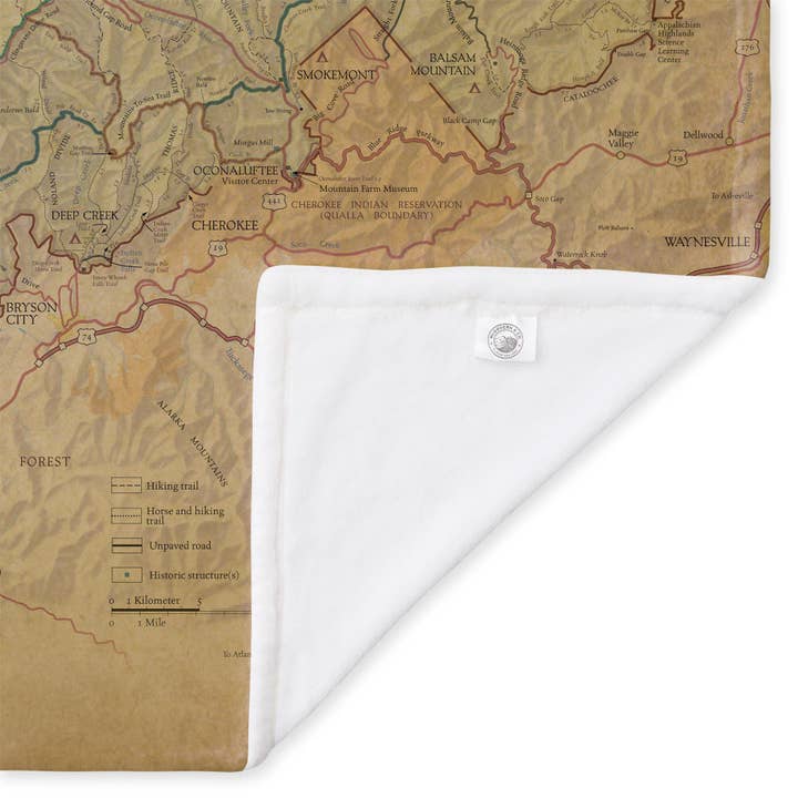 McGovern Outdoor - Wholesale Throw Blanket - Great Smoky Mountains National Park Map Plush Blanket1