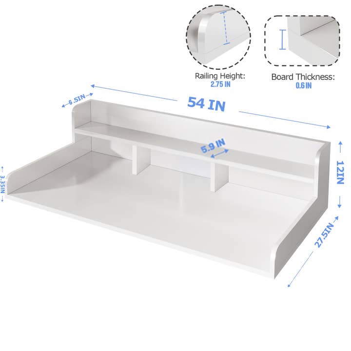 Washer Dryer Countertop 54x27.5 Double Layer Organizer White for wholesale on Faire2