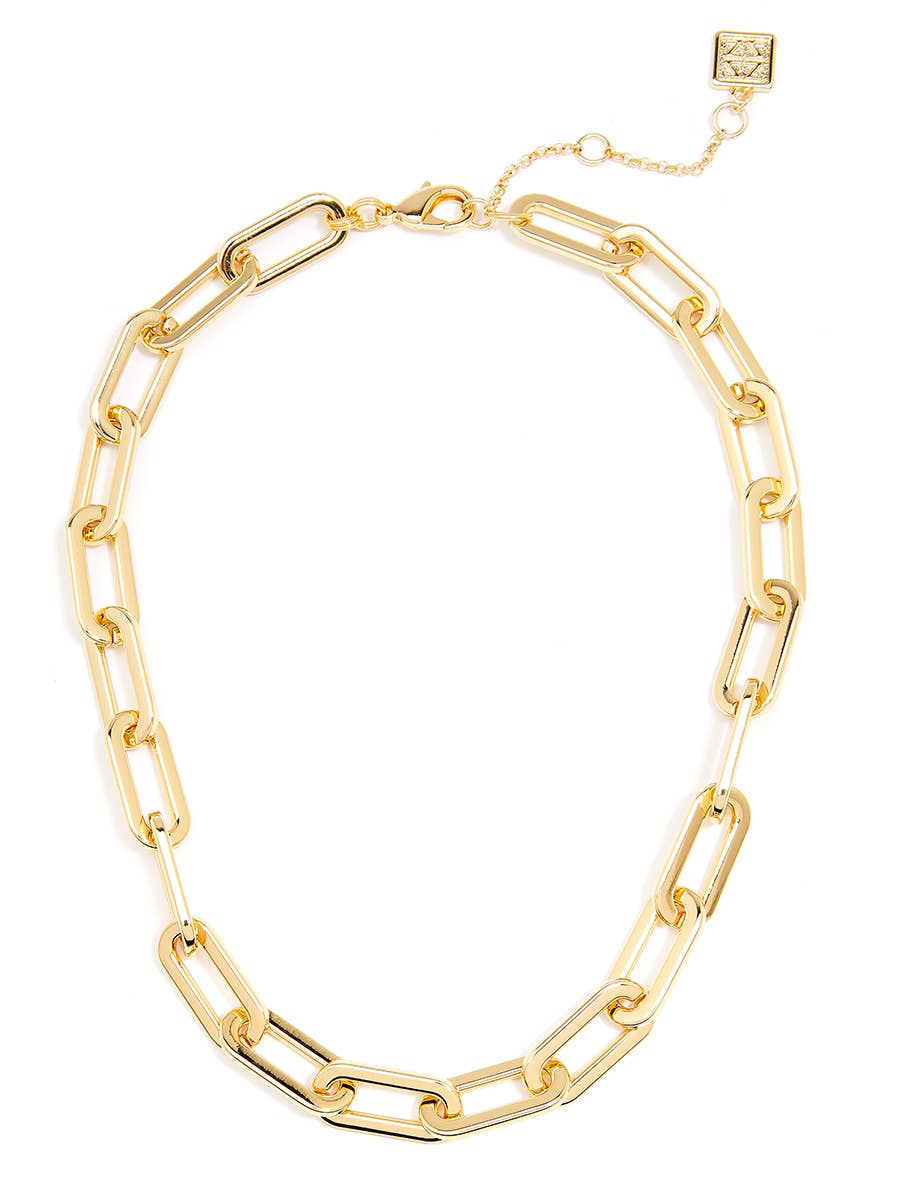 ZENZII Jewelry – Colar de elos e correntes por atacado – Colar de colar de elos oblongos banhado a ouro 18k6