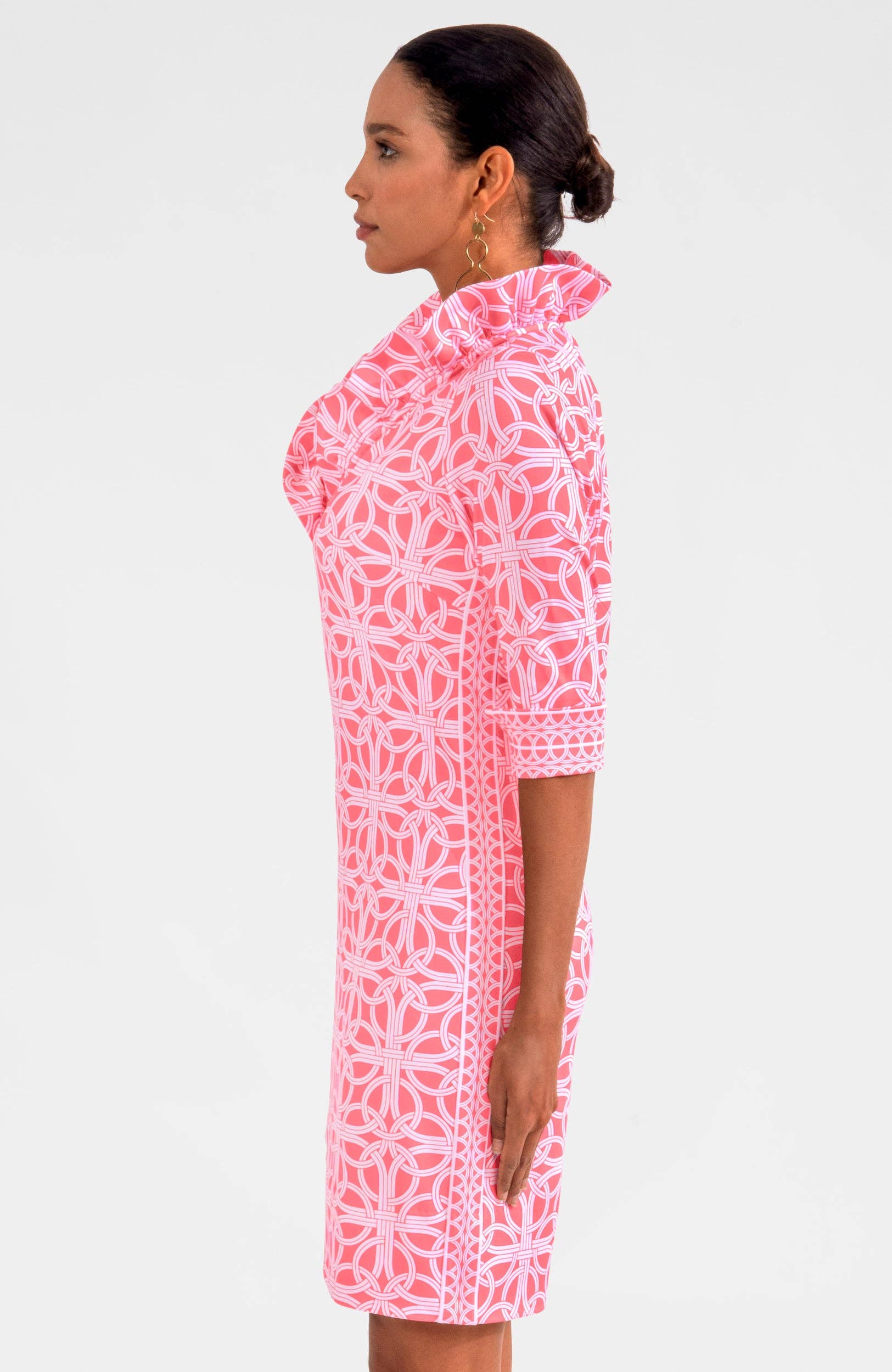 Gretchen Scott LLC - Wholesale Dress - Women's - Jersey Ruffneck Dress - Ring Toss1