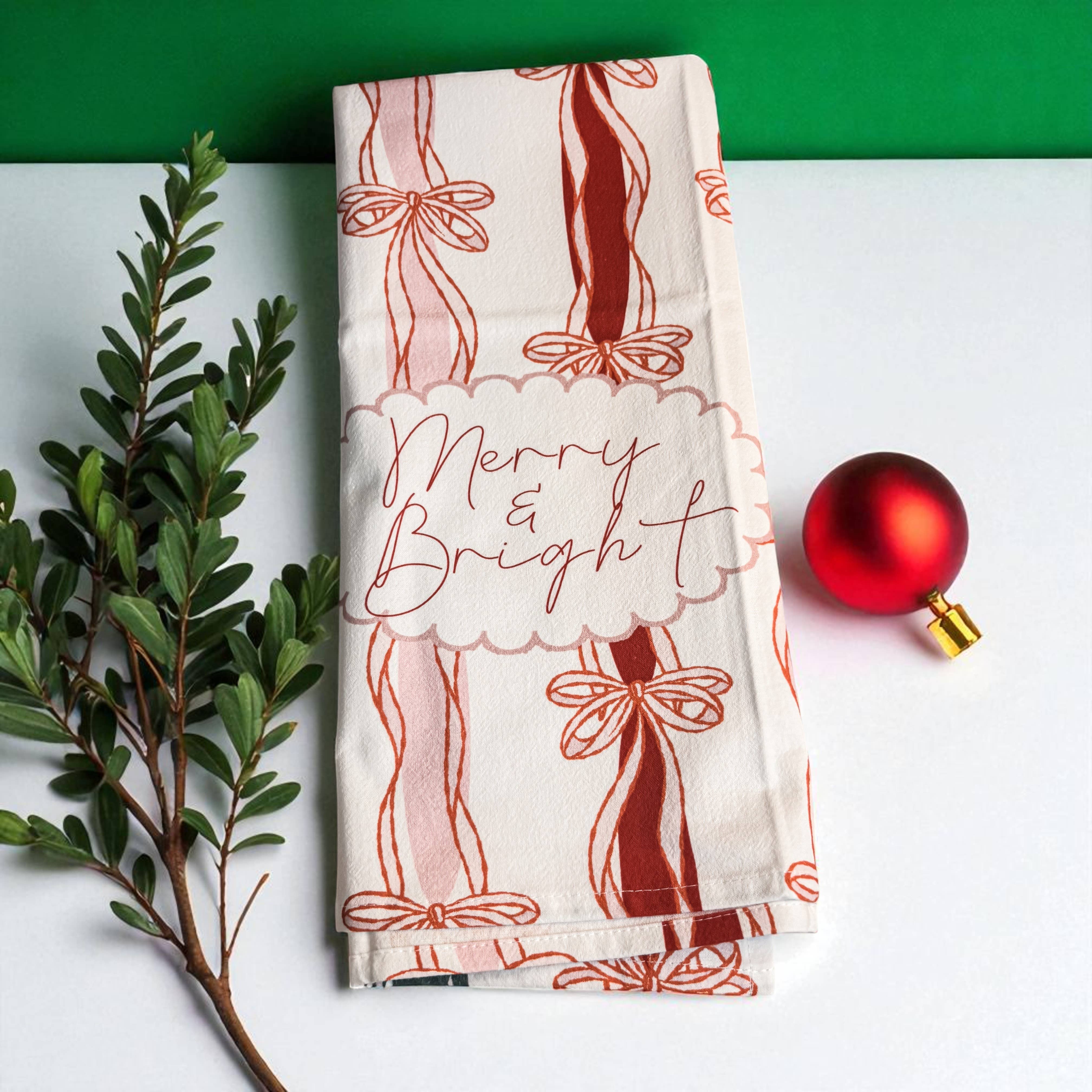 Gia Roma - Wholesale Tea Towel - Vintage Santa Holiday Kitchen Towel & Decor | Pink Christmas32