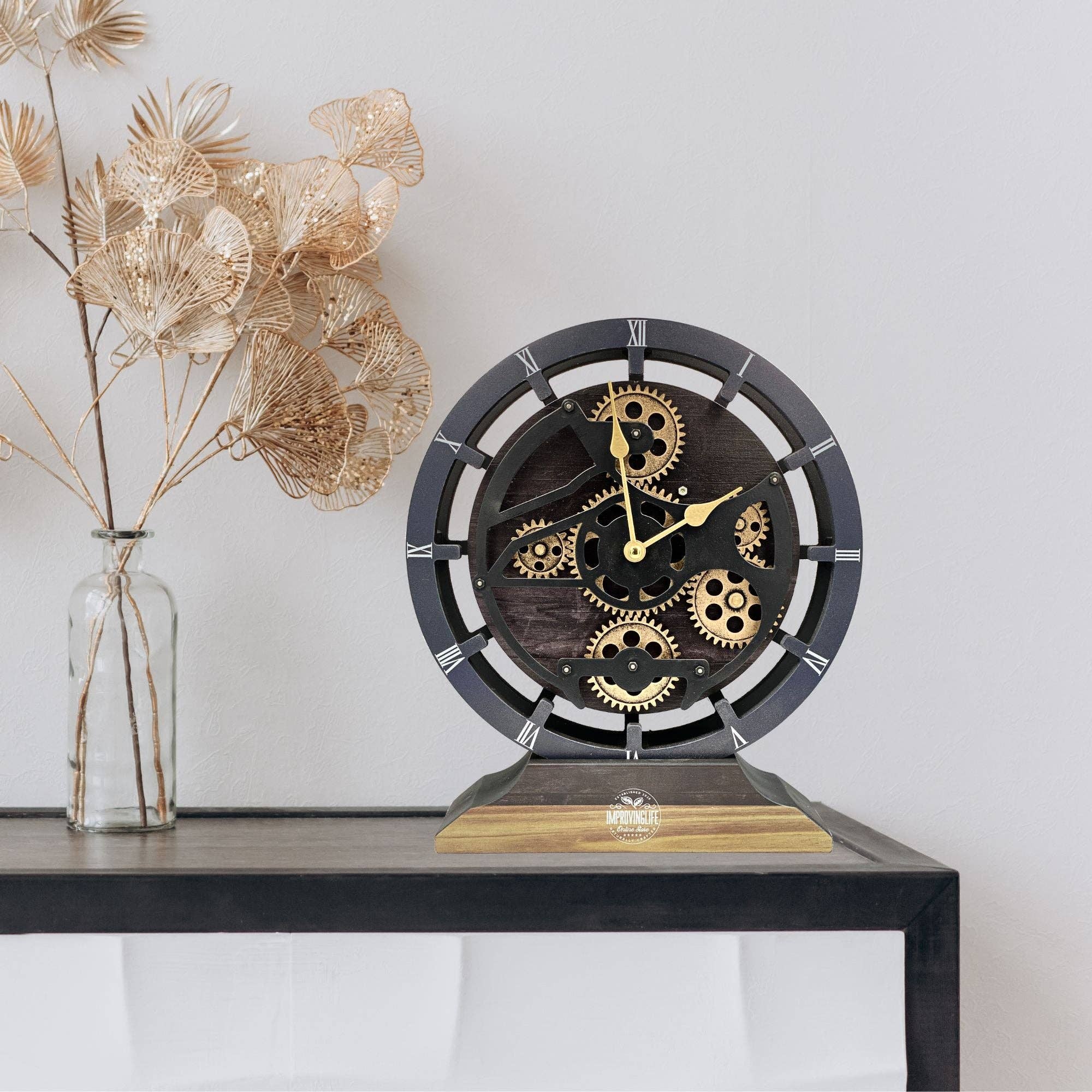 The Gears Clock - Wholesale Desk Clock - CANADA LINE DESK/WALL CLOCK 10 INCH VINTAGE BLACK9