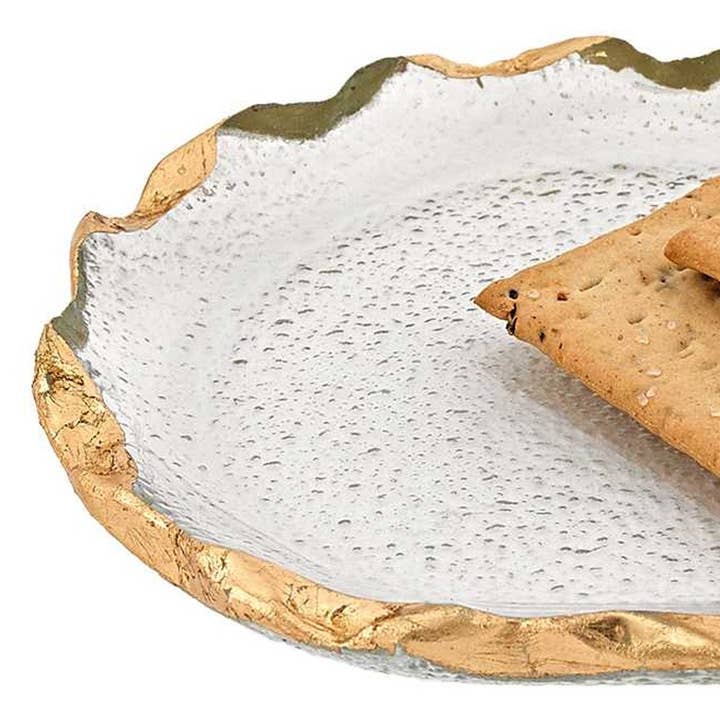 HomeRoots – wholesale Platter – 14 Glass Oval Edge Gold Leaf Platter2