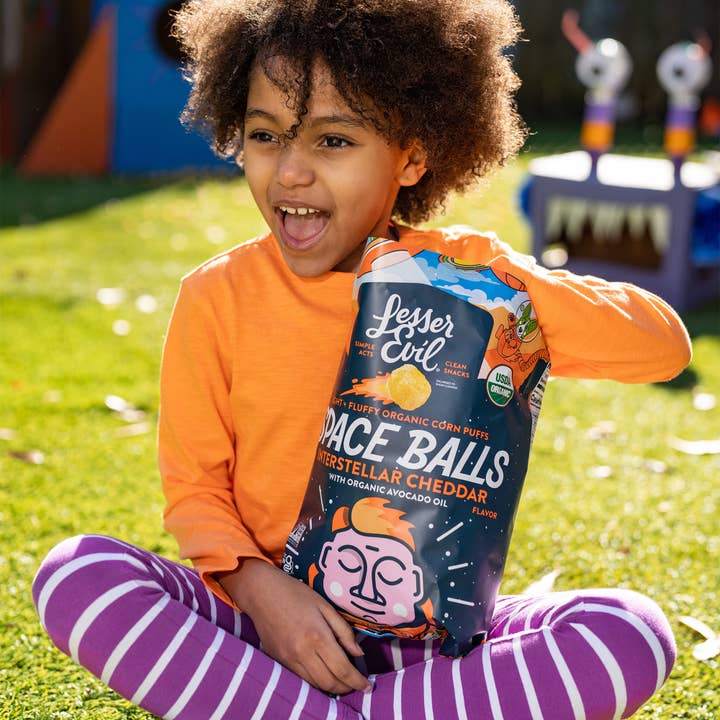 LesserEvil - Wholesale Puffed Snack - Space Balls, Interstellar Cheddar, 5oz