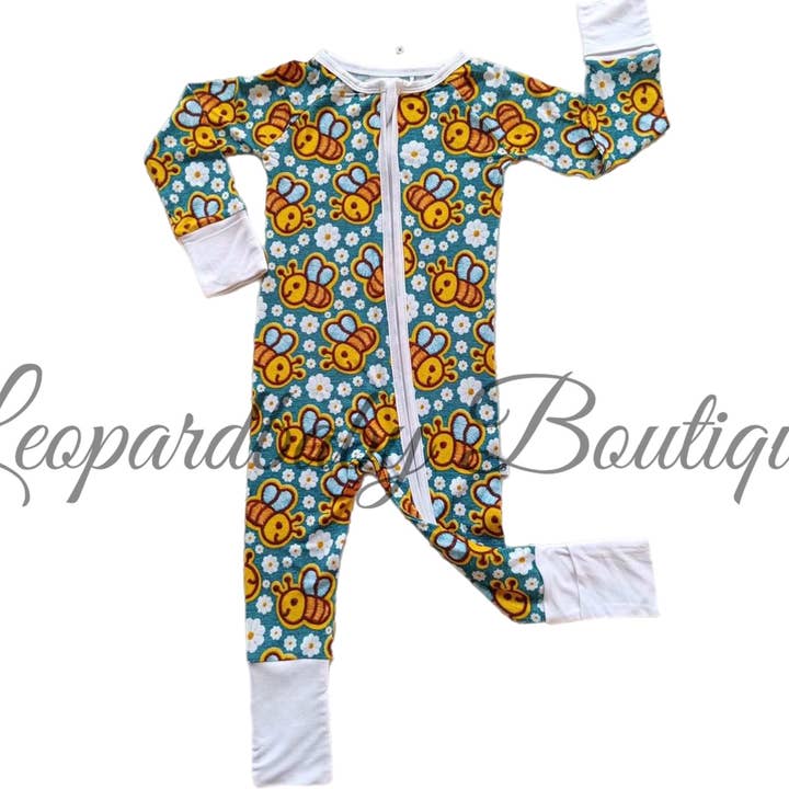 Leopardbaby Boutique Bee com fecho floral em bambu por atacado de Leopardbaby Boutique