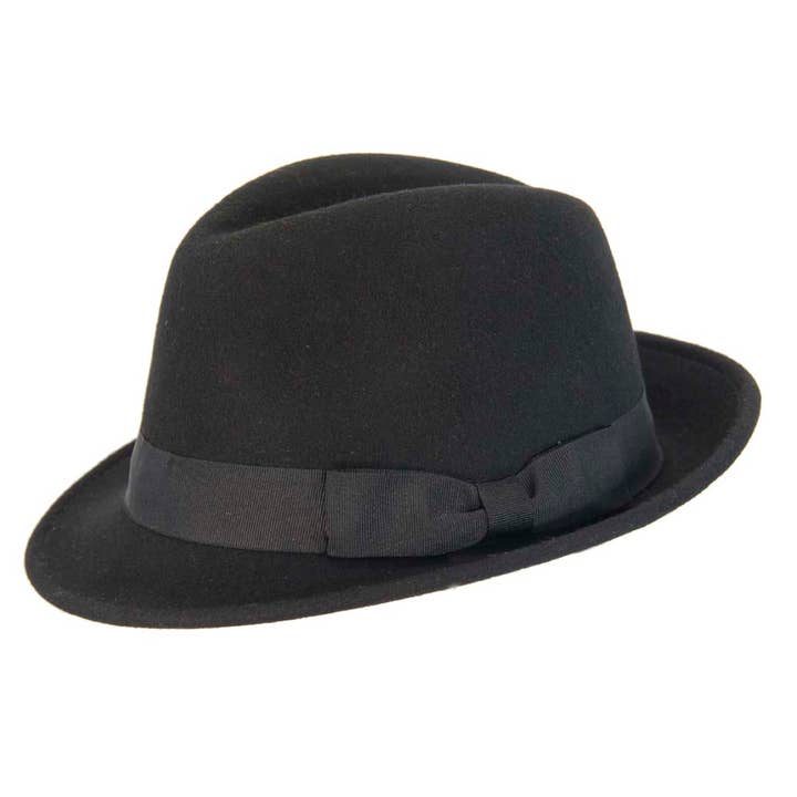 Max Alexander by Cupids Millinery Melbourne - Wholesale Fedora - Men's - Black Fedora Felt Blues Brothers Homburg Hat