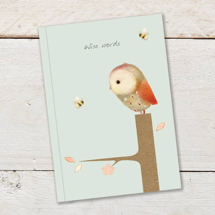 WISE WORDS OWL & BEES NOTEBOOKS, JOURNALS, NOTEPADS for wholesale by Ginger Betty Ltd