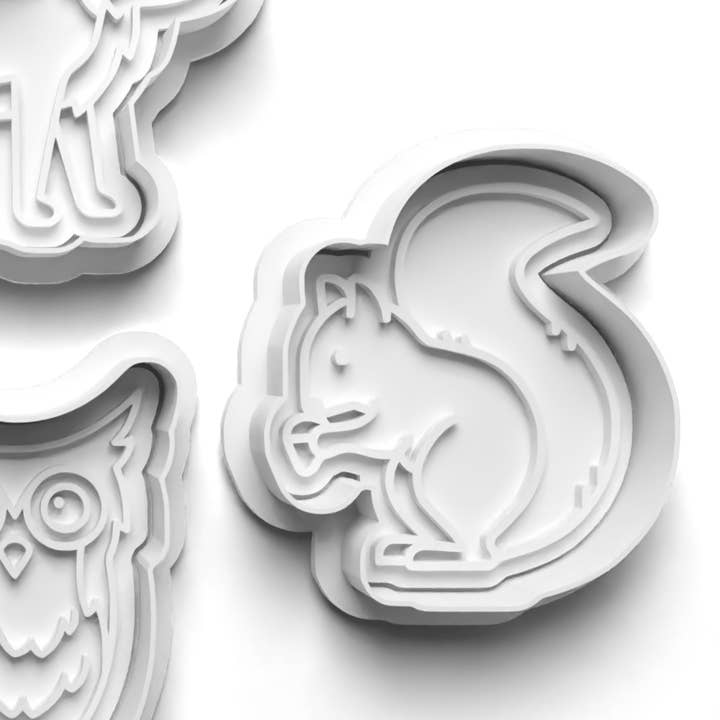 Forest Animals SQUIRREL Cookie Cutter and Embosser Stamp for Fondant / Polymer Clay / Clay / Plasticine for wholesale by Forever Springtime