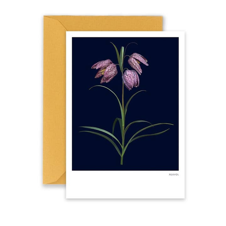 Fritillaria 01 - Carte de voeux bleu noir pour la vente par Rijkvol