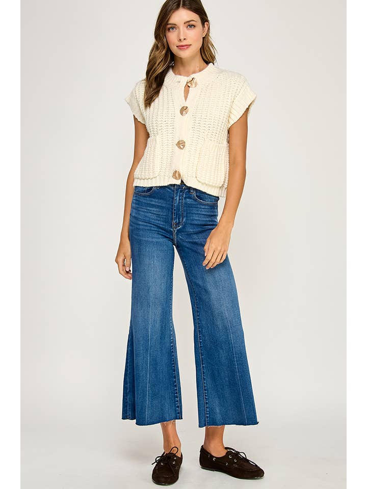 Miss Love - Wholesale Sweater Vest - Women's - CHUNKY KNIT BUTTON-FRONT VEST TOP28