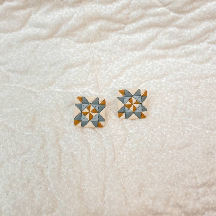 Sydni Carlson Art - Wholesale Stud/Post Earrings - Quilt Block Stud Earrings