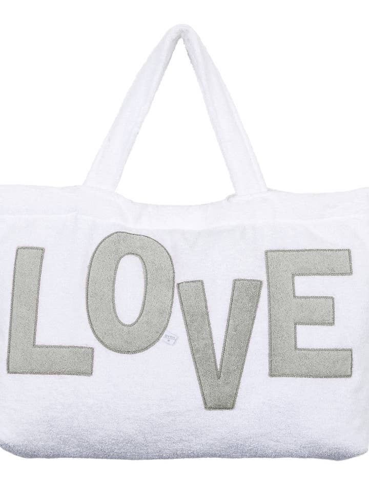 BEACH BAG - White - LOVE for wholesale by BYRH BAGS