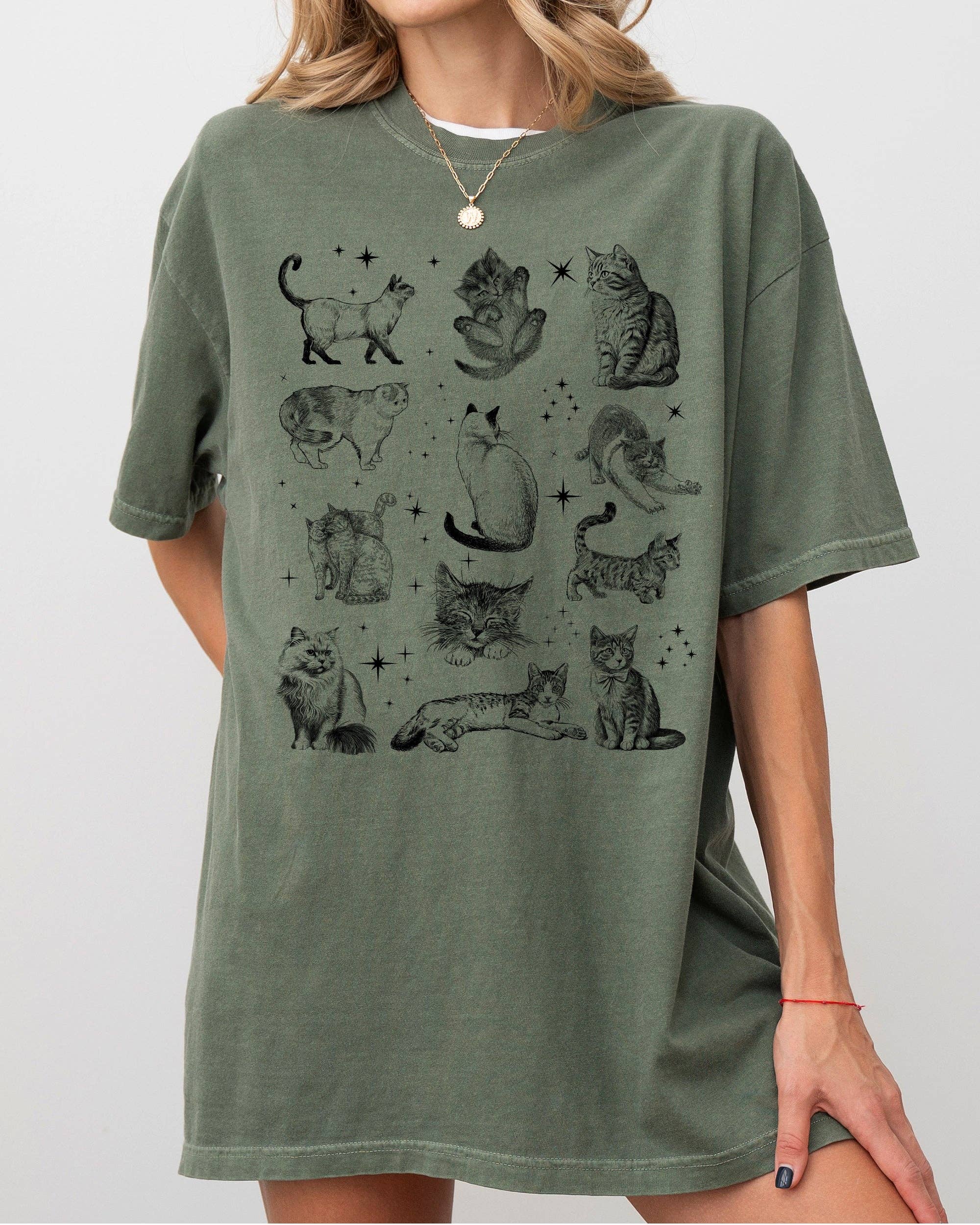 Refinery Number One LLC - Wholesale Tunic - Women's - Magical Cats Vintage Kitten Tarot Sparkles, Halloween Shirt2