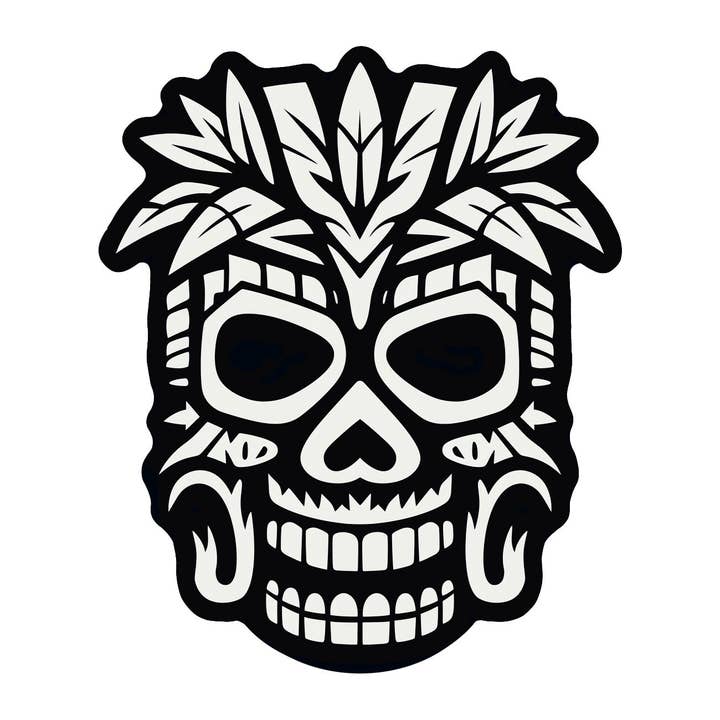 Tiki Mask Sticker for wholesale by Ozark Sticker Company