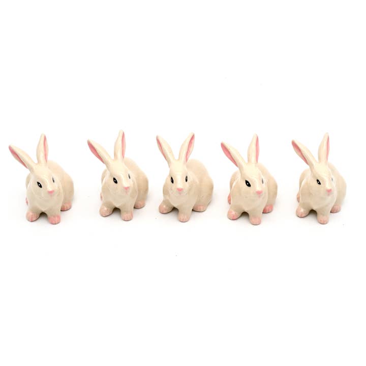 Art Floral Trading LLC - Wholesale Decorative Figurine - MiniS219-2D Miniature Ceramic Tiny S White Rabbit (set of 5)4
