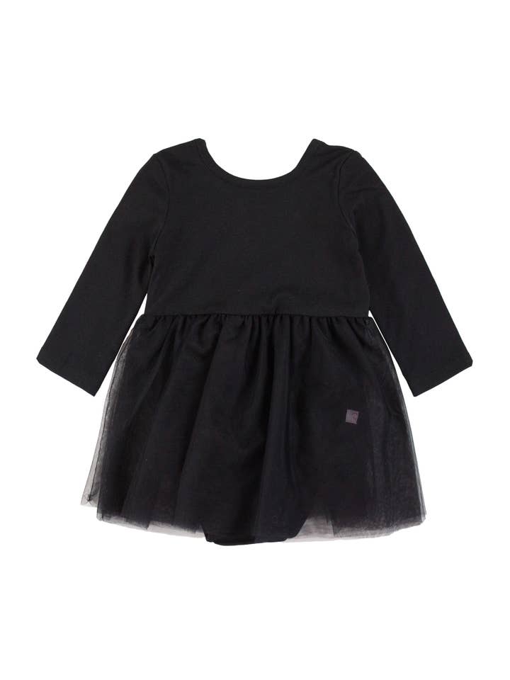 Noir Combinaison noire à manches longues avec jupe en tulle pour filles en vente sur Faire