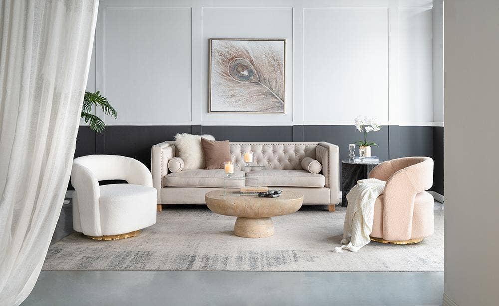 A&B Home Group Inc. - Vente Chaises - Fauteuil tonneau pivotant orange avec dossier surélevé 26,5x29,5x29,5"7