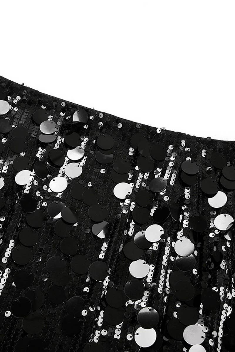 NINEXIS - Wholesale Skirt - Women's - CWBSS0349_HIGH WAIST SOLID COLOR SEQUINED MINI SKIRT1