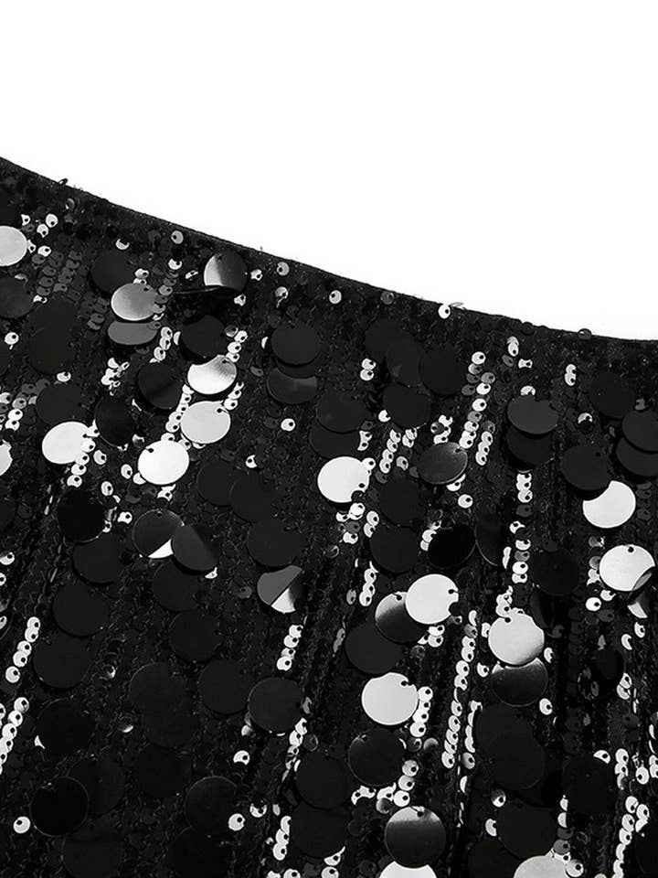 NINEXIS - Wholesale Skirt - Women's - CWBSS0349_HIGH WAIST SOLID COLOR SEQUINED MINI SKIRT1