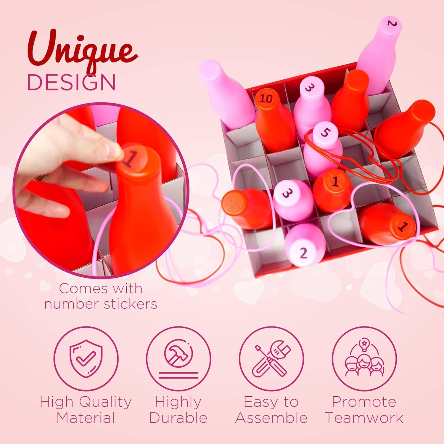 4E's Novelty - Vente Cadeaux pour invités - Jeu de lancer d'anneaux sur bouteilles de la Saint-Valentin - Activité pour enfants et jeu de jardin4